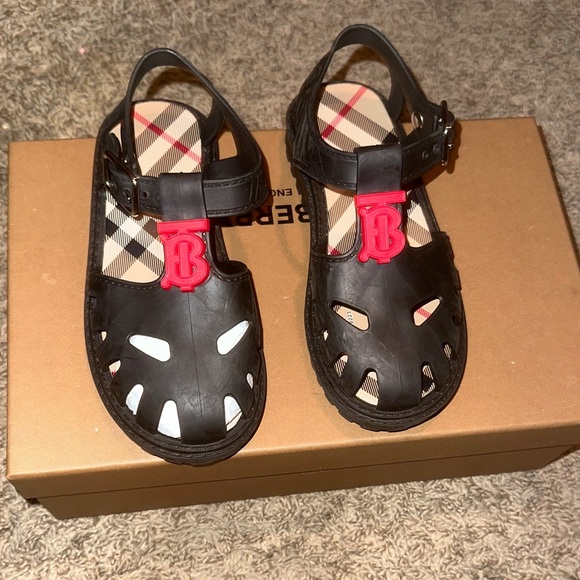 Burberry Kids Black and Red Sandals